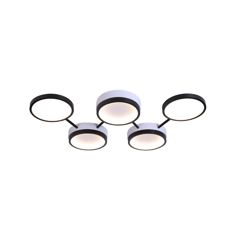 Nordic Acrylic Led Flush Light: Black Molecular Design 4/5 Light Options Warm/White Ideal For Living