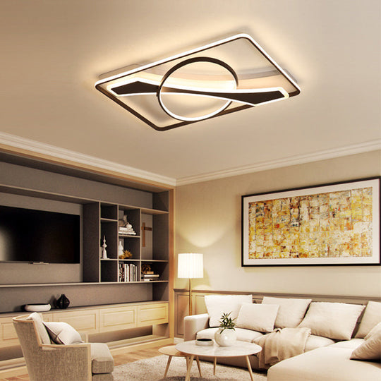 Contemporary Acrylic Ceiling Light: Led Flush Mount Lamp In Warm/White Light Square/Rectangular