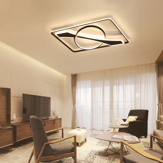 Contemporary Acrylic Ceiling Light: Led Flush Mount Lamp In Warm/White Light Square/Rectangular
