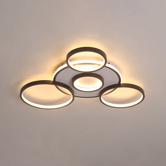 Modern 4/5-Halo Ring Black Led Flush Mount Light Fixture Warm/White 27.5/33.5W / 27.5 Warm