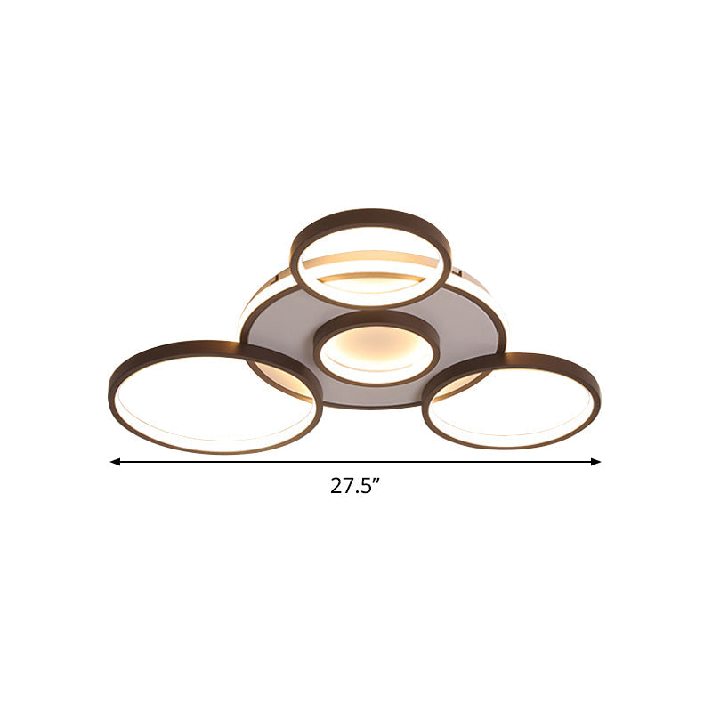 Modern 4/5 - Halo Ring Black Led Flush Mount Light Fixture Warm/White 27.5’/33.5’W