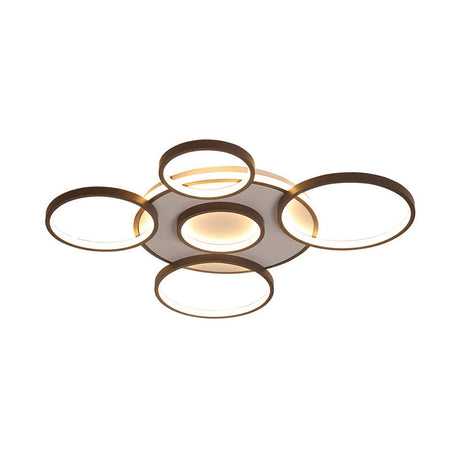 Modern 4/5-Halo Ring Black Led Flush Mount Light Fixture Warm/White 27.5/33.5W
