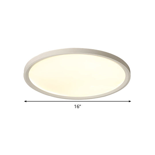 Minimalist White Disc Flush Light - Super Thin Acrylic Led Ceiling Lamp 16/19.5/23.5 Dia Warm/White