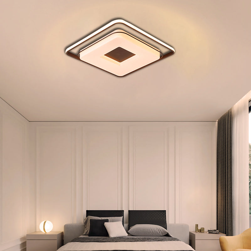 16’/19.5’ Minimalist Square Ceiling Mount Led Light In Warm/White With Acrylic Cover