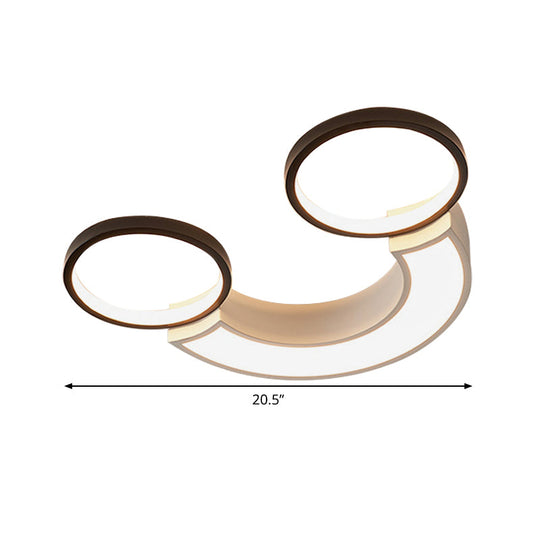 Nordic Led Ceiling Flush Light | Acrylic Black & White Smiley Design Remote Control Dimmable