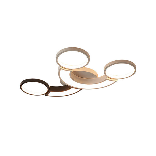 Modern Led Ceiling Lamp - Black & White 3 - Circle Light Metallic Finish Light/Remote Control