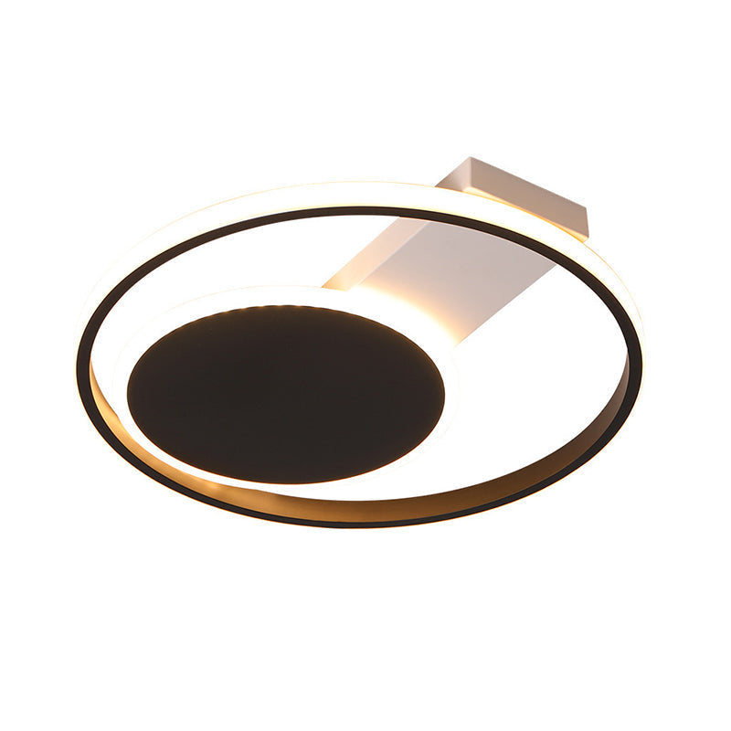Sleek Black Orbit Ceiling Mount Light - Simplicity 16’/19.5’ Dia Led Slim Acrylic Flush
