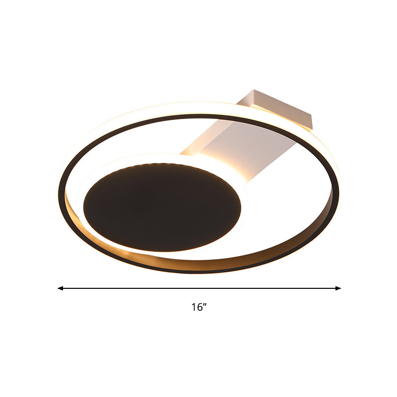 Sleek Black Orbit Ceiling Mount Light - Simplicity 16’/19.5’ Dia Led Slim Acrylic Flush