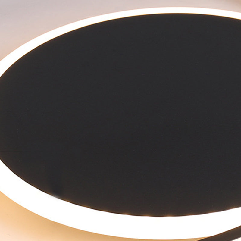 Sleek Black Orbit Ceiling Mount Light - Simplicity 16/19.5 Dia Led Slim Acrylic Flush Lighting