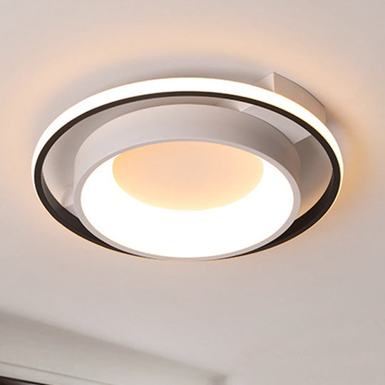 Modernist Style Metallic Dish Ceiling Lamp - 16’/19.5’ Dia Led Flush Mount In Warm/White Light