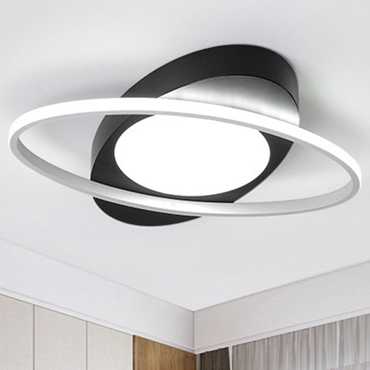 Modern Orbit Ceiling Flush Light - Led Bedroom Flushmount 18/23 Wide Black/White Acrylic Black / 18