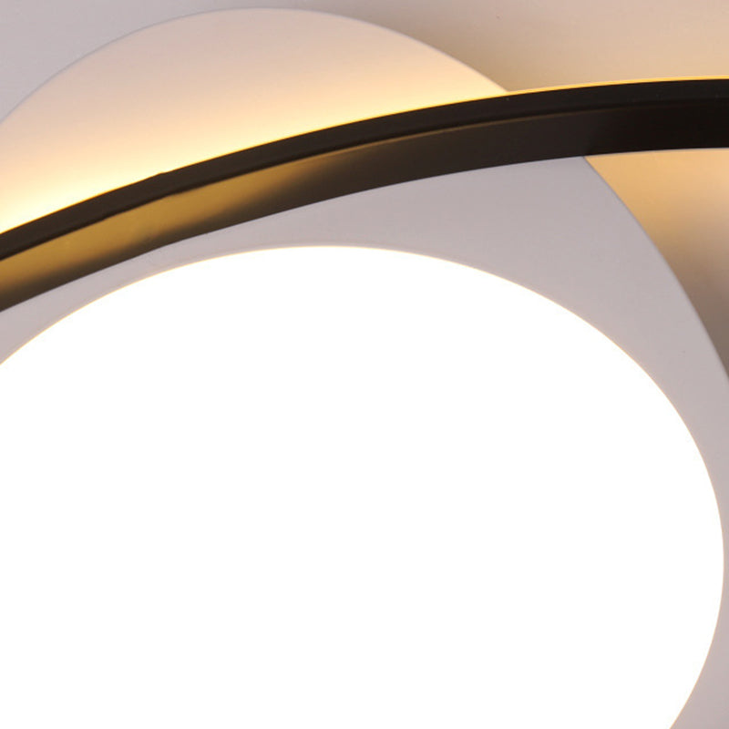 Modern Orbit Ceiling Flush Light - Led Bedroom Flushmount 18’/23’ Wide Black/White Acrylic
