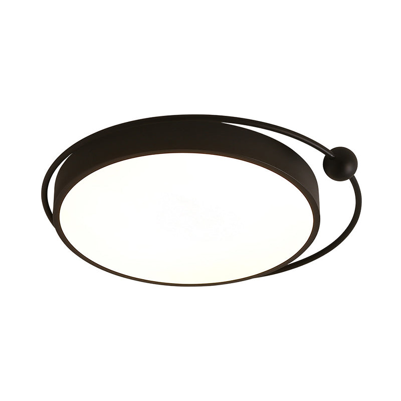 Round Black Led Flush Mount Ceiling Light In Warm/White - 18 Or 21.5 Diameter