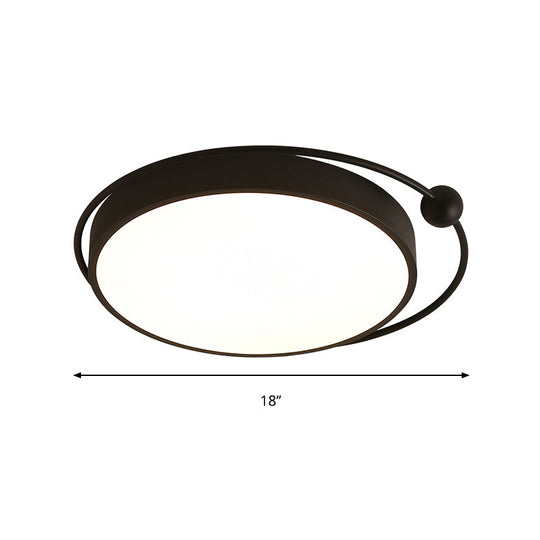 Round Black Led Flush Mount Ceiling Light In Warm/White - 18’ Or 21.5’ Diameter