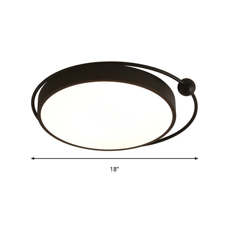 Round Black Led Flush Mount Ceiling Light In Warm/White - 18 Or 21.5 Diameter