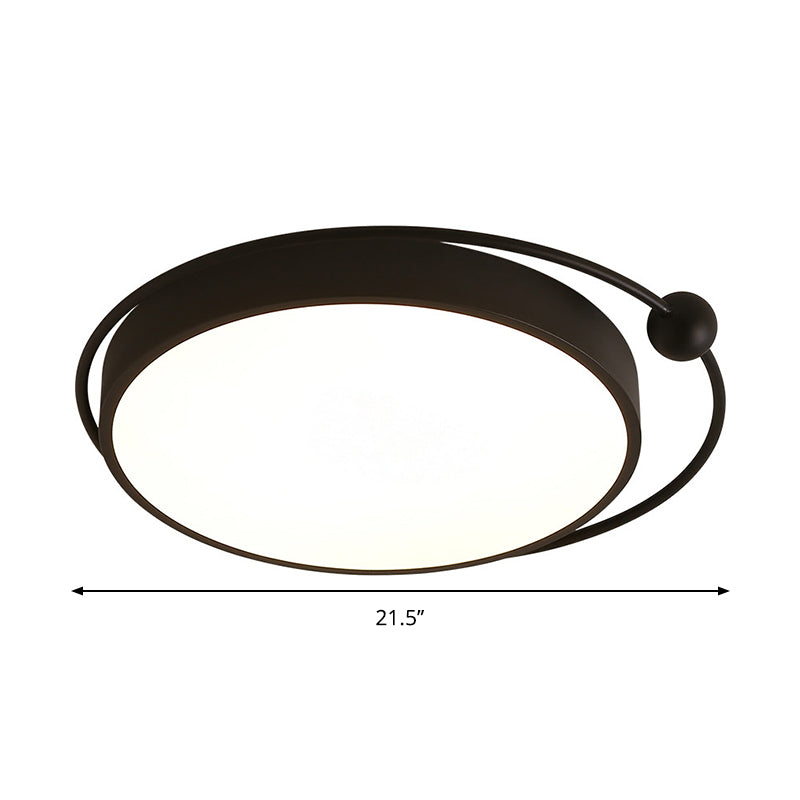 Round Black Led Flush Mount Ceiling Light In Warm/White - 18’ Or 21.5’ Diameter