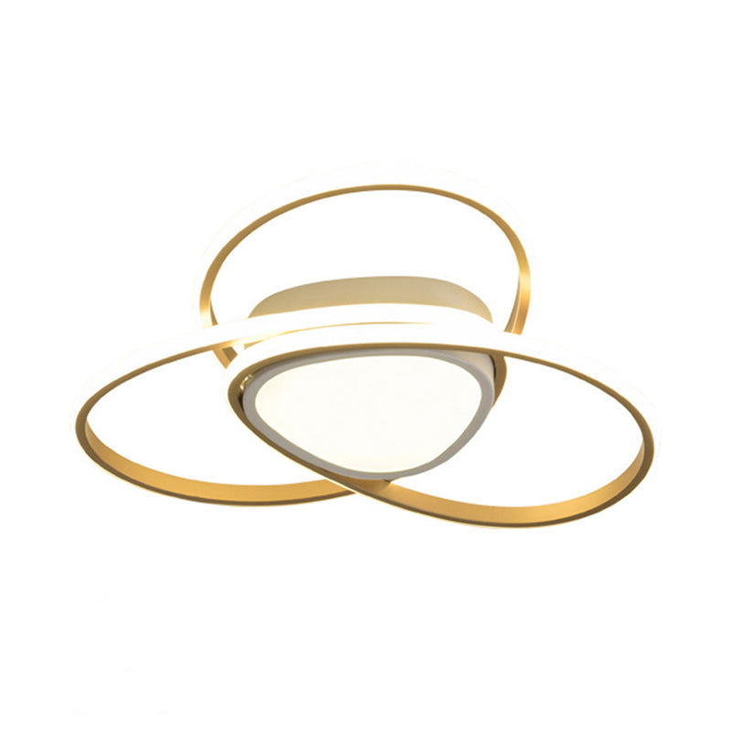 18’/21.5’ Contemporary Led Gold Finish Flush Mount Lamp - Acrylic Ceiling Light With 3 - Loop