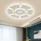Minimalist Flower Led Ceiling Lamp For Bedroom In White
