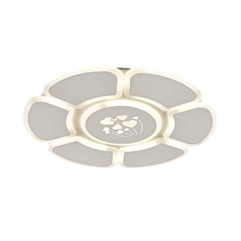 Minimalist Flower Led Ceiling Lamp For Bedroom In White