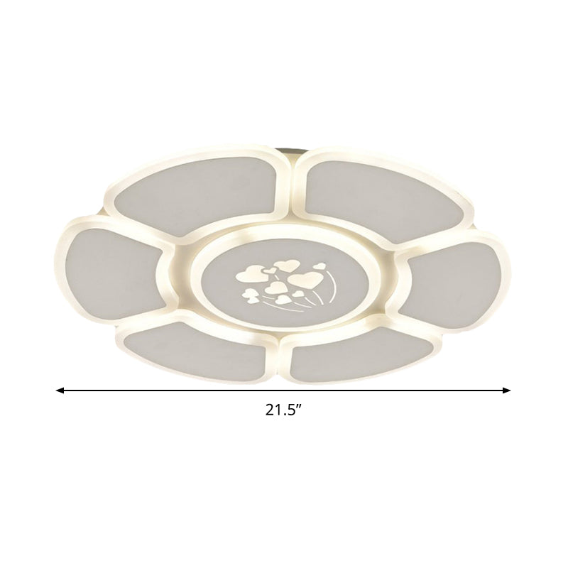 Minimalist Flower Led Ceiling Lamp For Bedroom In White