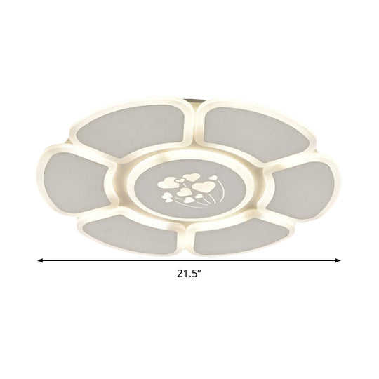 Minimalist Flower Led Ceiling Lamp For Bedroom In White