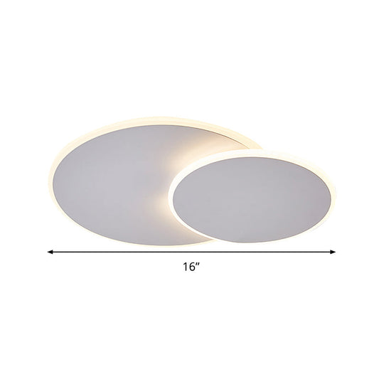 Minimalist Round Acrylic Led Flush Mount Ceiling Light - 16’/19.5’ Width In White/Coffee Finish