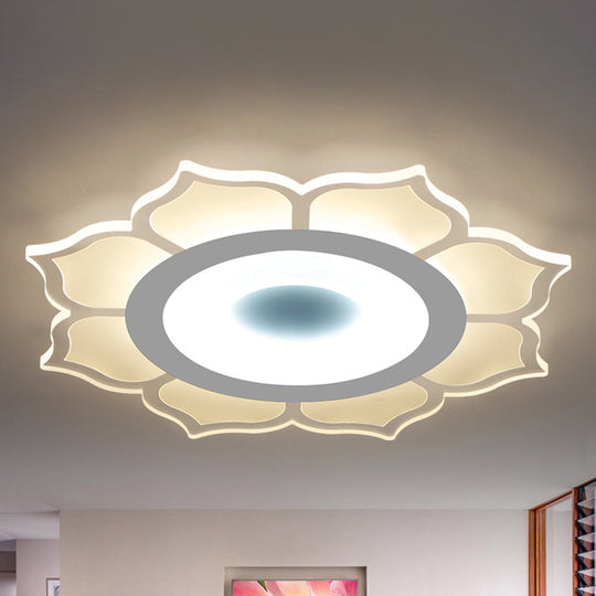 Contemporary Flower Acrylic Ceiling Light: 16.5’/20.5’ Wide Led Flush Mount With Warm/White
