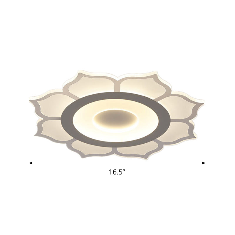 Contemporary Flower Acrylic Ceiling Light: 16.5/20.5 Wide Led Flush Mount With Warm/White Light And