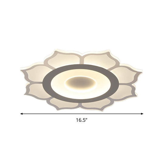 Contemporary Flower Acrylic Ceiling Light: 16.5’/20.5’ Wide Led Flush Mount With Warm/White