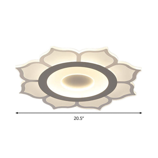 Contemporary Flower Acrylic Ceiling Light: 16.5’/20.5’ Wide Led Flush Mount With Warm/White