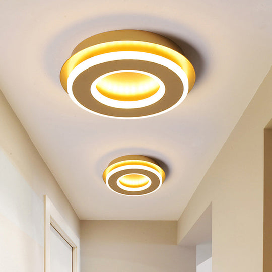 Modern Gold Flushmount Ceiling Light With Warm/White Led - Square Or Round Shape