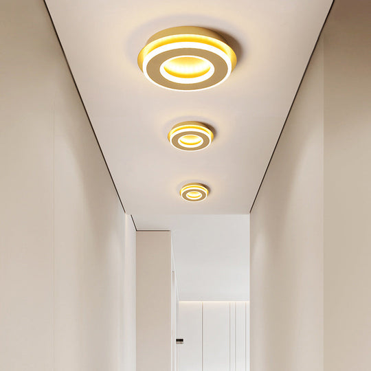 Modern Gold Flushmount Ceiling Light With Warm/White Led - Square Or Round Shape