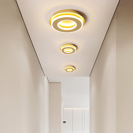 Modern Gold Flushmount Ceiling Light With Warm/White Led - Square Or Round Shape