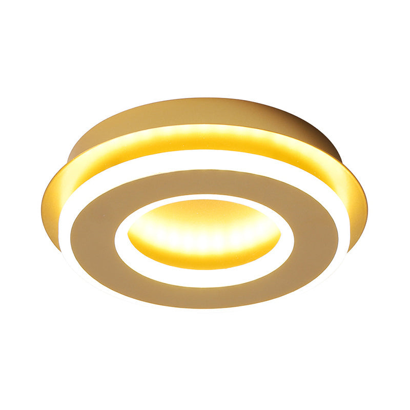 Modern Gold Flushmount Ceiling Light With Warm/White Led - Square Or Round Shape