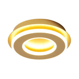 Modern Gold Flushmount Ceiling Light With Warm/White Led - Square Or Round Shape