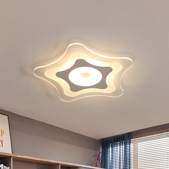 Simple Acrylic Led Flush Ceiling Light With Five-Pointed Star Design - Warm/White/3 Color 16.5/20.5