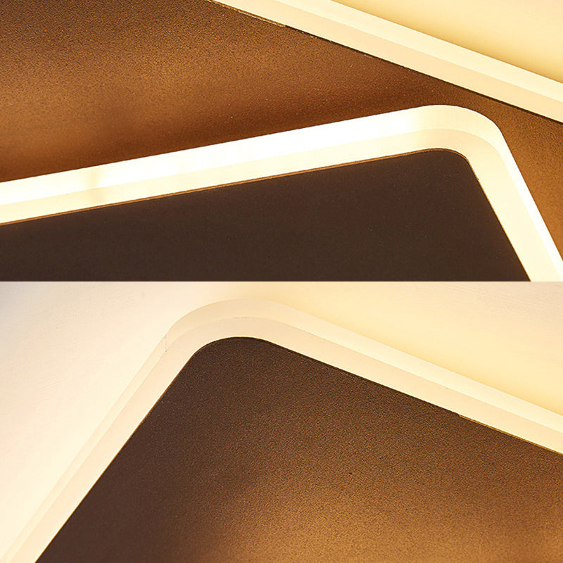 Modern Square Flush Mount Led Ceiling Light White/Coffee Acrylic 16’/19.5’ Wide Warm/White Lighting