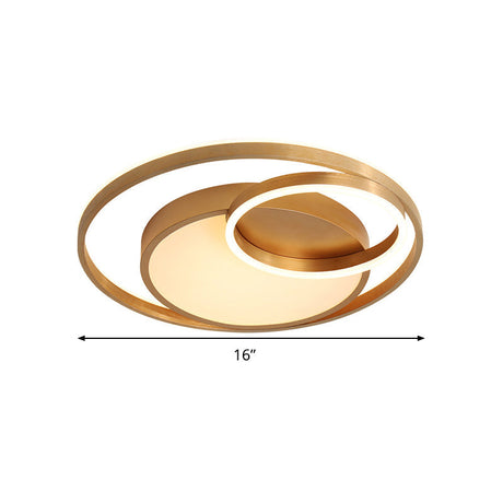 Stepless Dimming Gold Led Flush Mount Ceiling Lamp - 16/23.5 Wide Circle Acrylic Light Fixture
