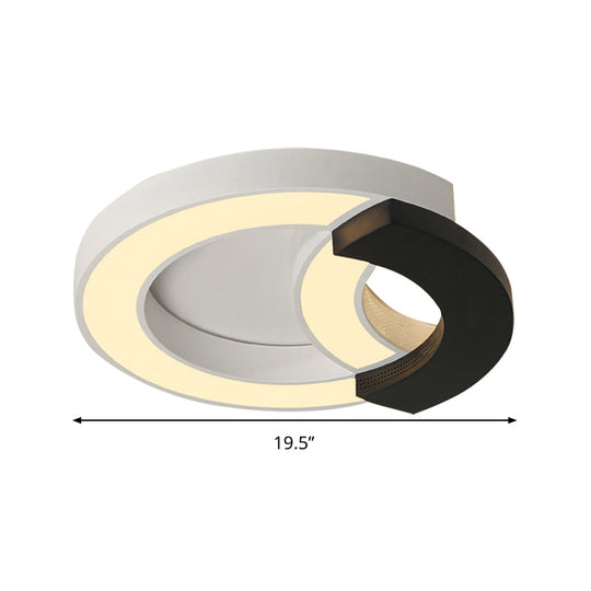 Modern Arc Flush Mount Lamp Acrylic Black 16/19.5/23.5 Wide Led Ceiling In Warm/White/Third Gear