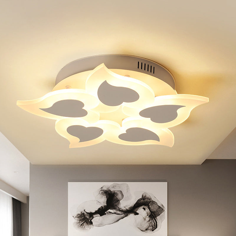 Simple Heart Acrylic Led Ceiling Light With Remote Dimming - Warm/White 18’/23’ Wide