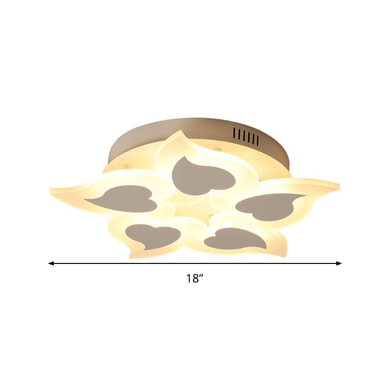 Simple Heart Acrylic Led Ceiling Light With Remote Dimming - Warm/White 18’/23’ Wide