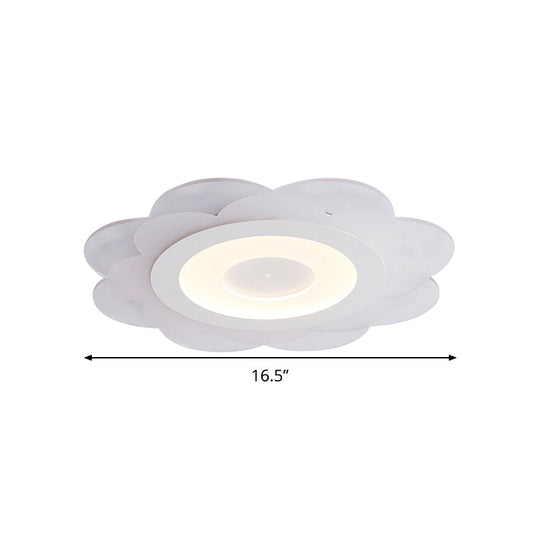 Modern White Floral Led Flush Ceiling Light - 16.5/20.5/24.5 W Acrylic Shade Warm/Cool Lighting