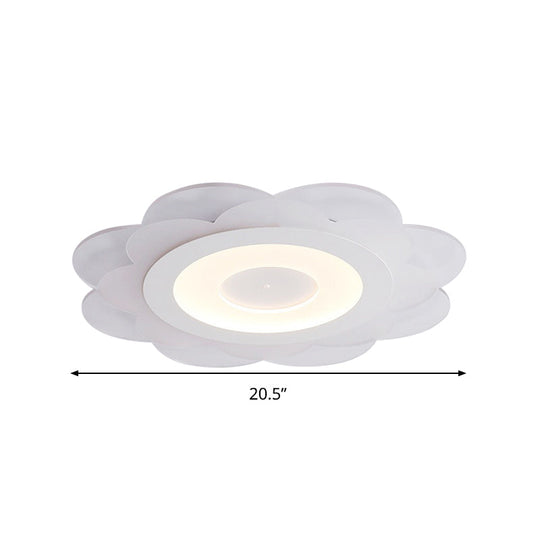 Modern White Floral Led Flush Ceiling Light - 16.5/20.5/24.5 W Acrylic Shade Warm/Cool Lighting
