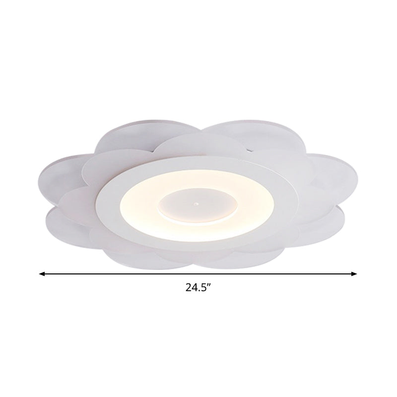 Modern White Floral Led Flush Ceiling Light - 16.5’/20.5’/24.5’ W Acrylic Shade Warm/Cool