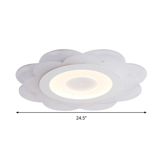 Modern White Floral Led Flush Ceiling Light - 16.5’/20.5’/24.5’ W Acrylic Shade Warm/Cool