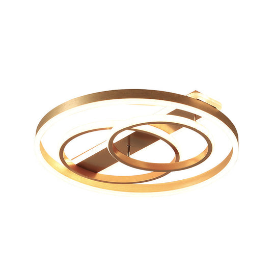 Postmodern Loop Ceiling Light Fixture - Acrylic Gold Led Flush Mount With Warm/White & Remote