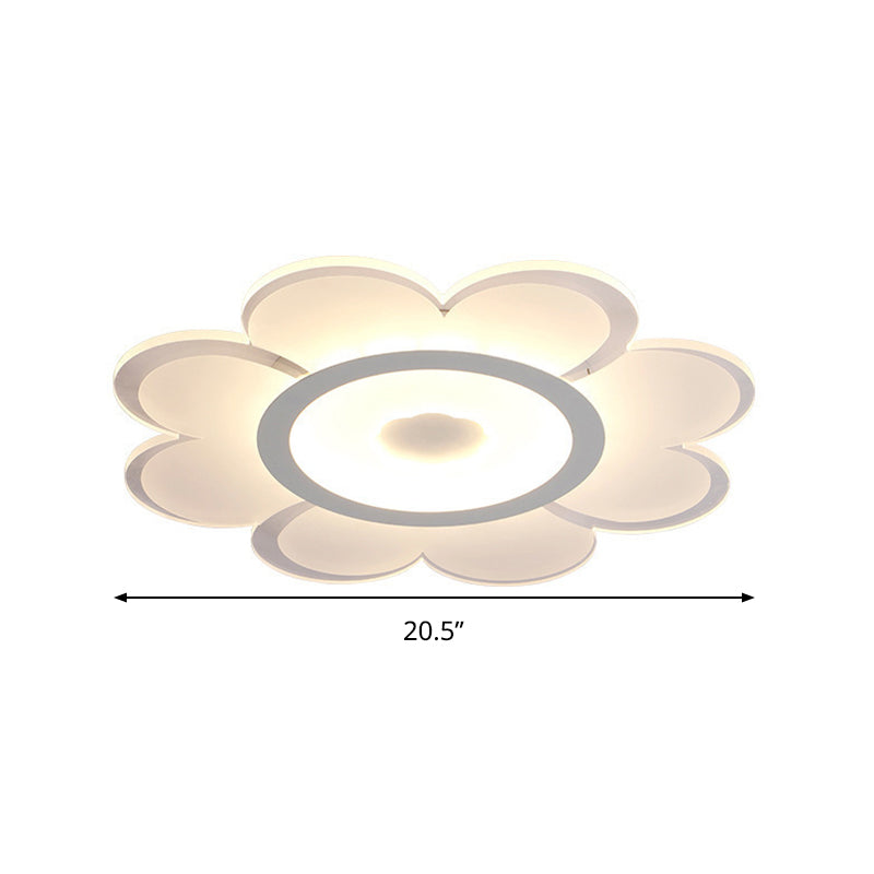 Contemporary Led Acrylic Flushmount Ceiling Lamp - White Flower Design Stepless Remote Dimming
