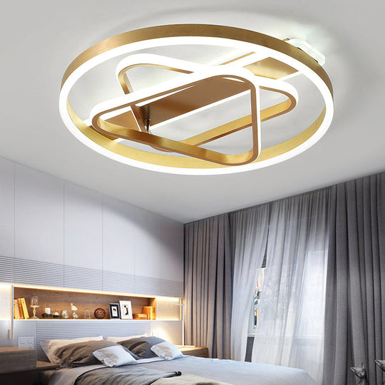 Postmodern Gold Triangle Acrylic Led Ceiling Light - Warm White/Remote Dimming