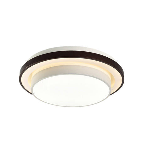 Contemporary Led Black & White Round Iron Flush Light Ceiling Lamp - 19.5/31.5 Dia Acrylic Diffuser
