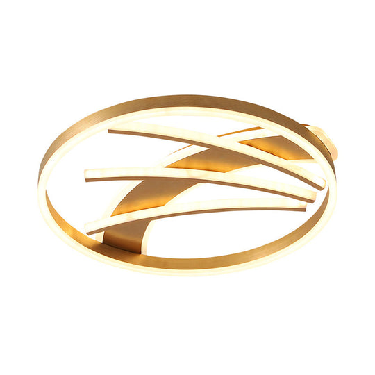 Gold Acrylic Led Ring Ceiling Light Fixture - Postmodern Bedroom Flush Mount With Stepless Dimming